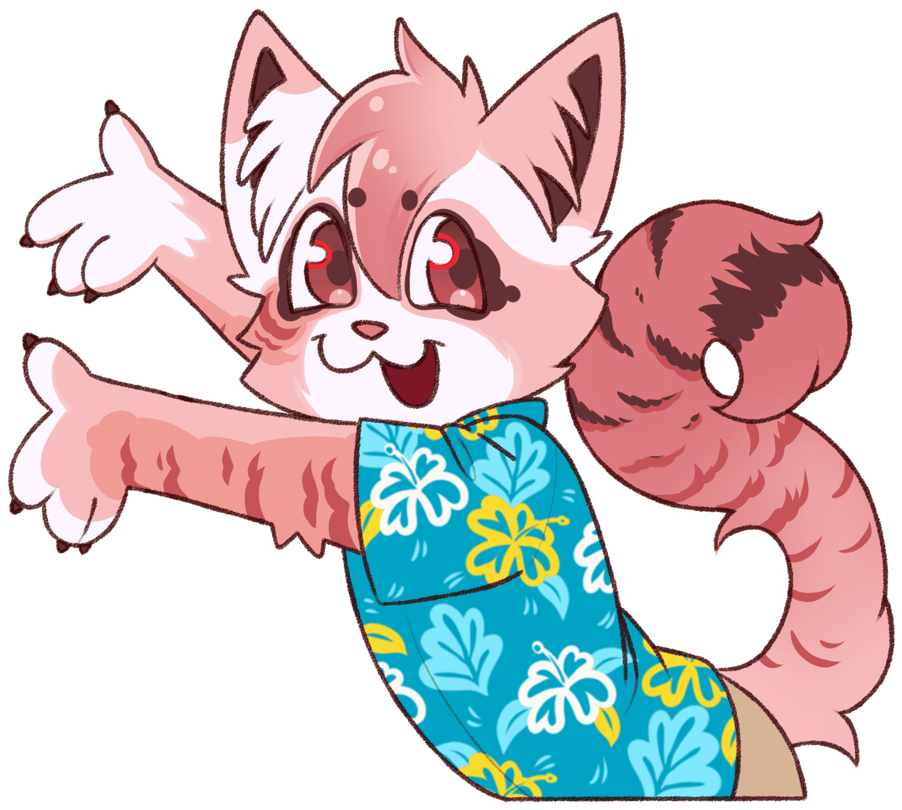 SloFluffCon mascot presenting