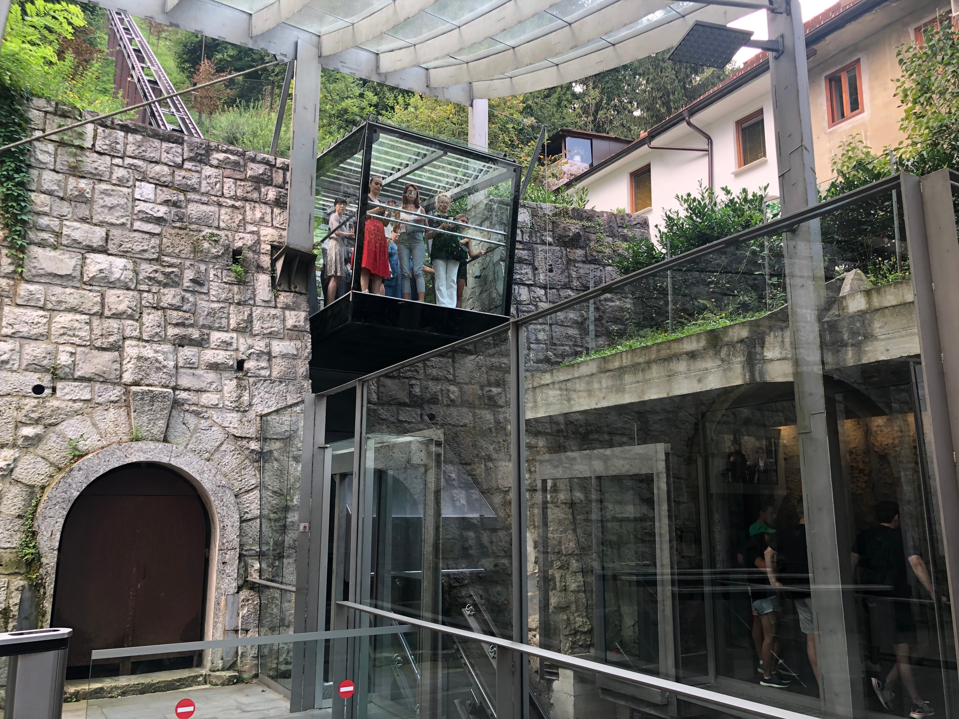 The funicular station at Ljubljana Castle