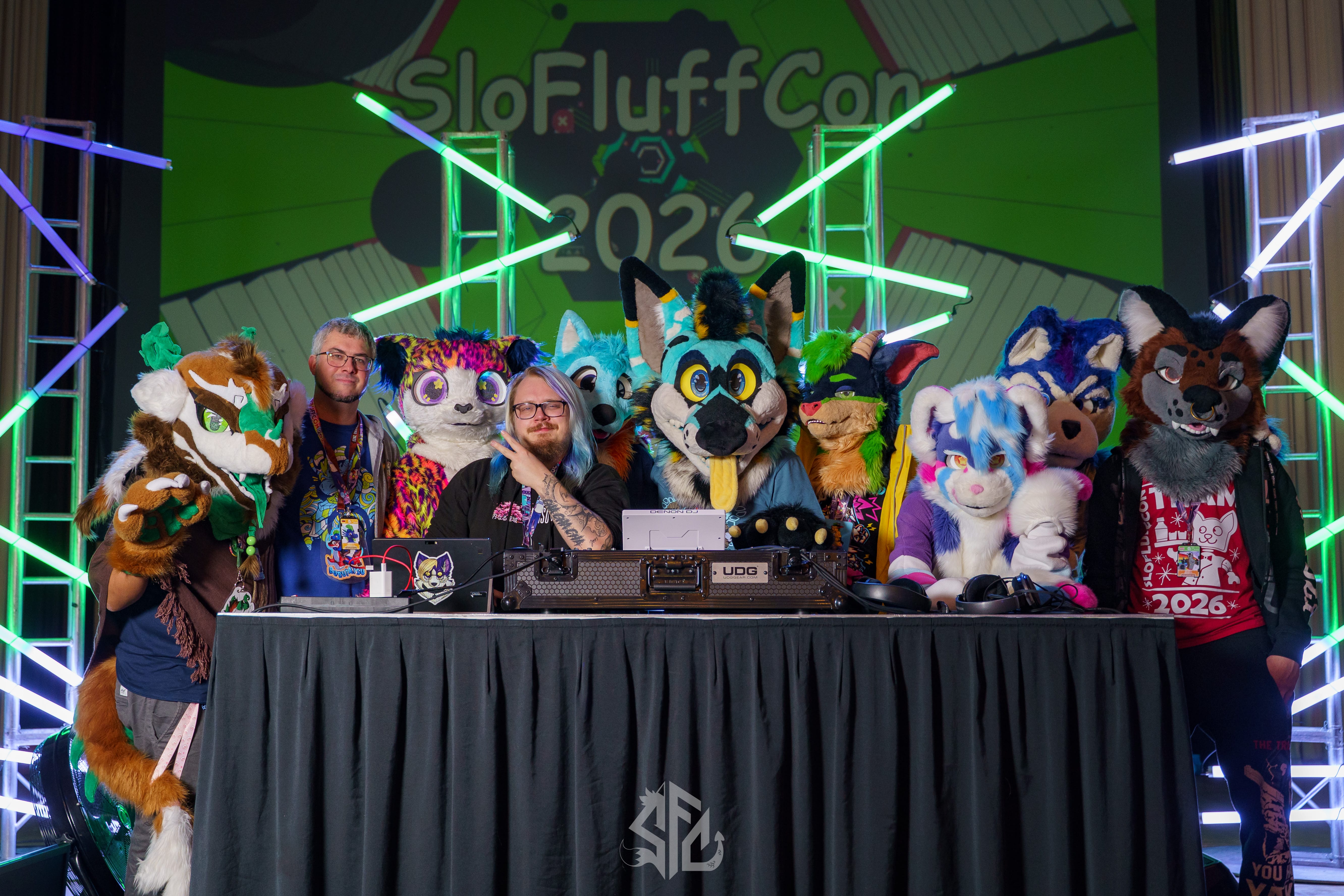 SloFluffCon 2026 DJ group photo